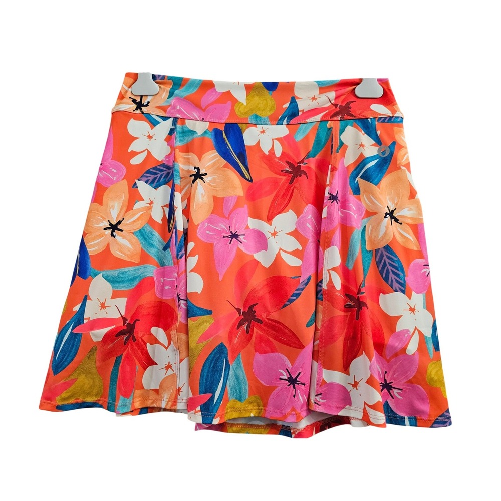 Dona Jo JoJo‎ Skort Tropical Floral Print Athletic Tennis Golf Skirt Orange XL